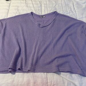 Purple Waffle Knit V-Neck Top